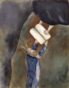 Moisés recibió las Tablas de la Ley contemporáneo de Marc Chagall Pinturas al óleo